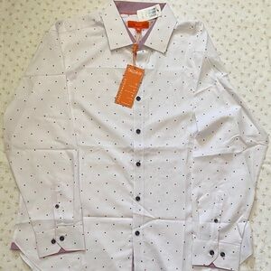 Tallia Men's White Shirt with Blue and Red Star Accents